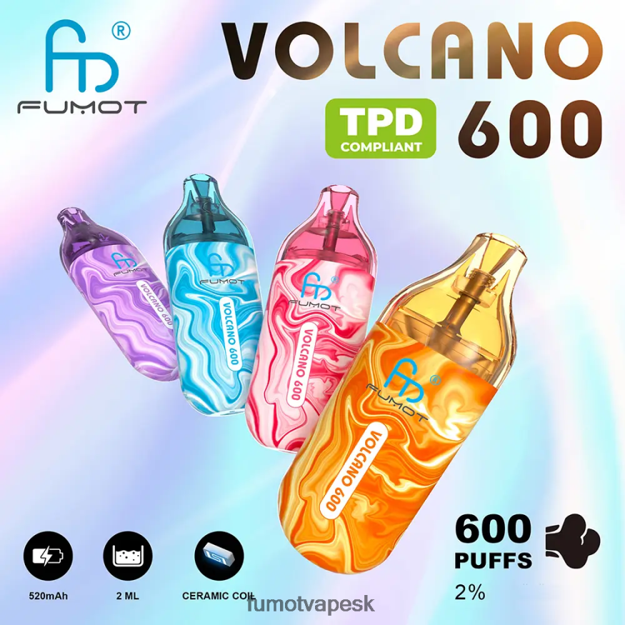 Fumot Tech - Fumot Volcano Jednorazová vanička kompatibilná s 600 tpd – 2 ml (sada 3 kusov) hroznový ľad F626DT298