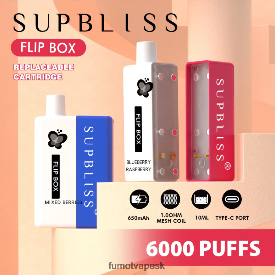 Fumot Store - Fumot Supbliss Flip box 6000 vymeniteľná súprava vape - 10 ml (1 kus) Piňa coláda F626DT340