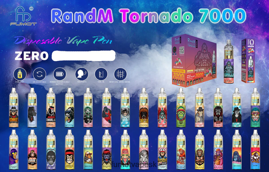 Fumot Disposable Vape - Fumot Tornado 7000 jednorazové vape pero 0% - 14ml (1 kus) jahodový červený býk F626DT547