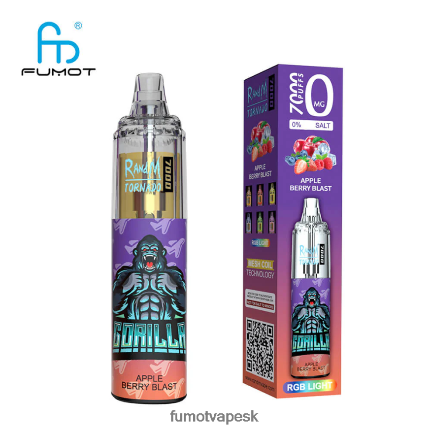 Fumot Tech - Fumot Tornado 0% 7000 jednorazové vape pero - 14 ml (1 kus) čučoriedkové granátové jablko F626DT508
