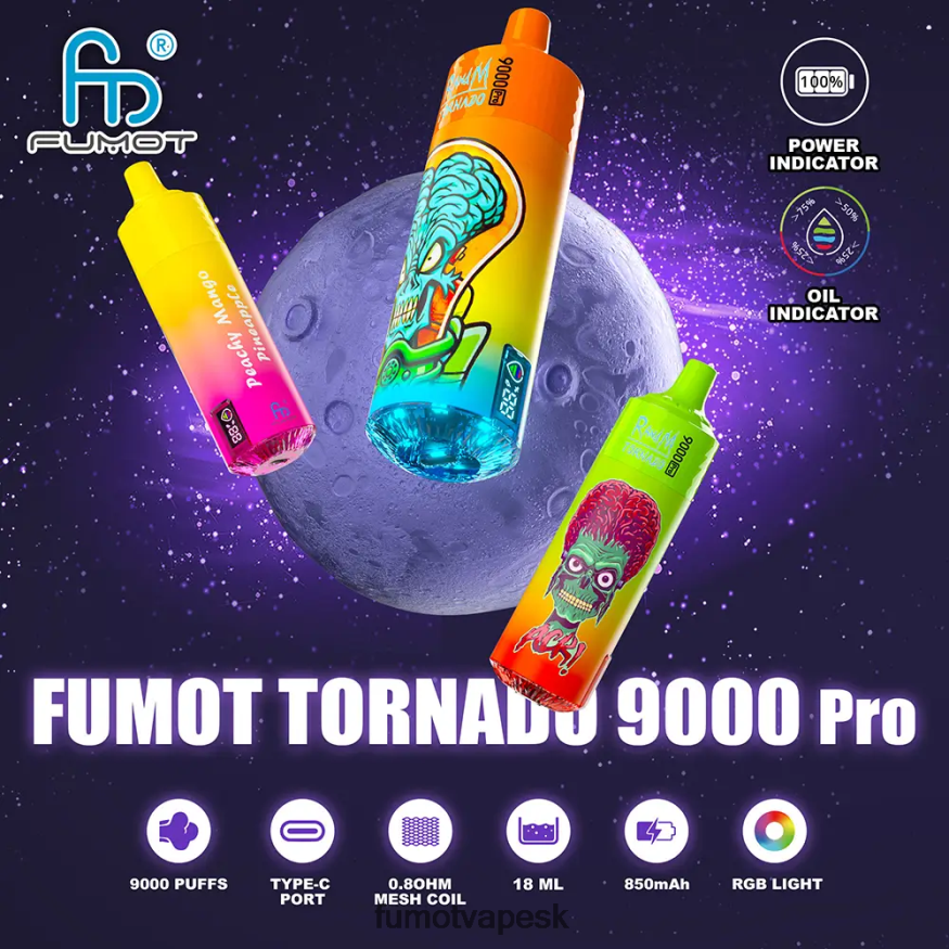 Fumot Vape Sale - Fumot Tornado Jednorazová vanička 9000 pro – 18 ml (1 kus) modrý ľad F626DT209