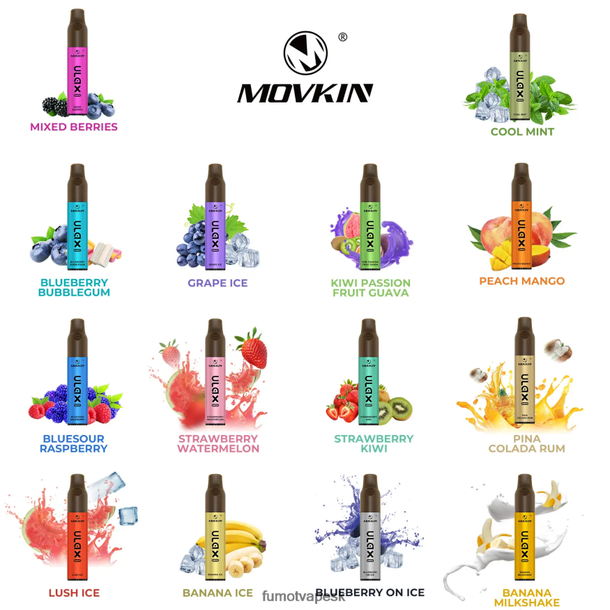 Fumot Tech - Fumot Movkin Ulax 6800 jednorazová vapka, keramická špirálka - 8 ml (1 kus) jahodové kiwi F626DT328
