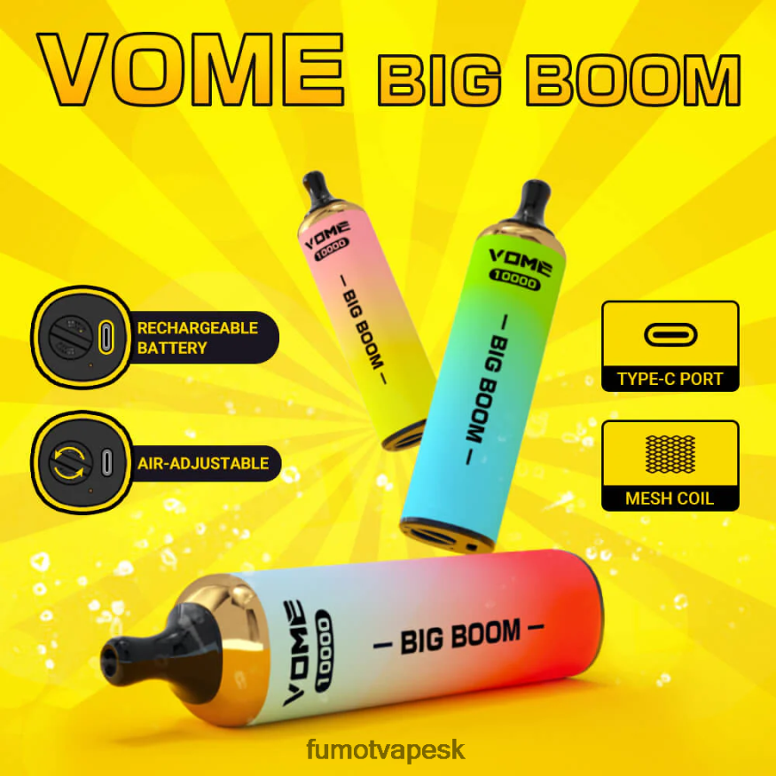 Fumot Disposable Vape - Fumot Vome Big Boom jednorazové pero 10000 - 20 ml (1 kus) ružová limonáda F626DT447